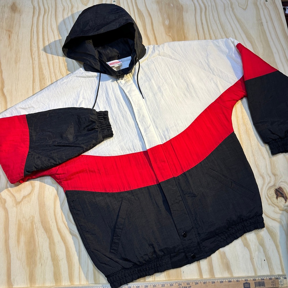 Hartwell Men's Vintage Colorblock Hooded Windbreaker Track Jacket Size Large